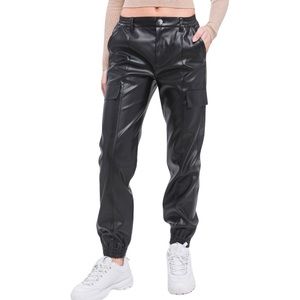 NWOT Love Tree Black Vegan Leather Cargo Pants Size S